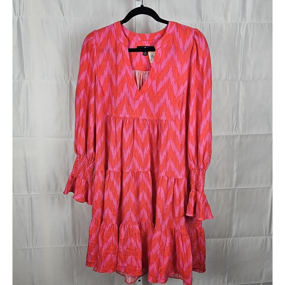 Tuckernuck Pomander Place Hot Pink Ikat Kenzo Midi Dress sz Medium Artsy Party